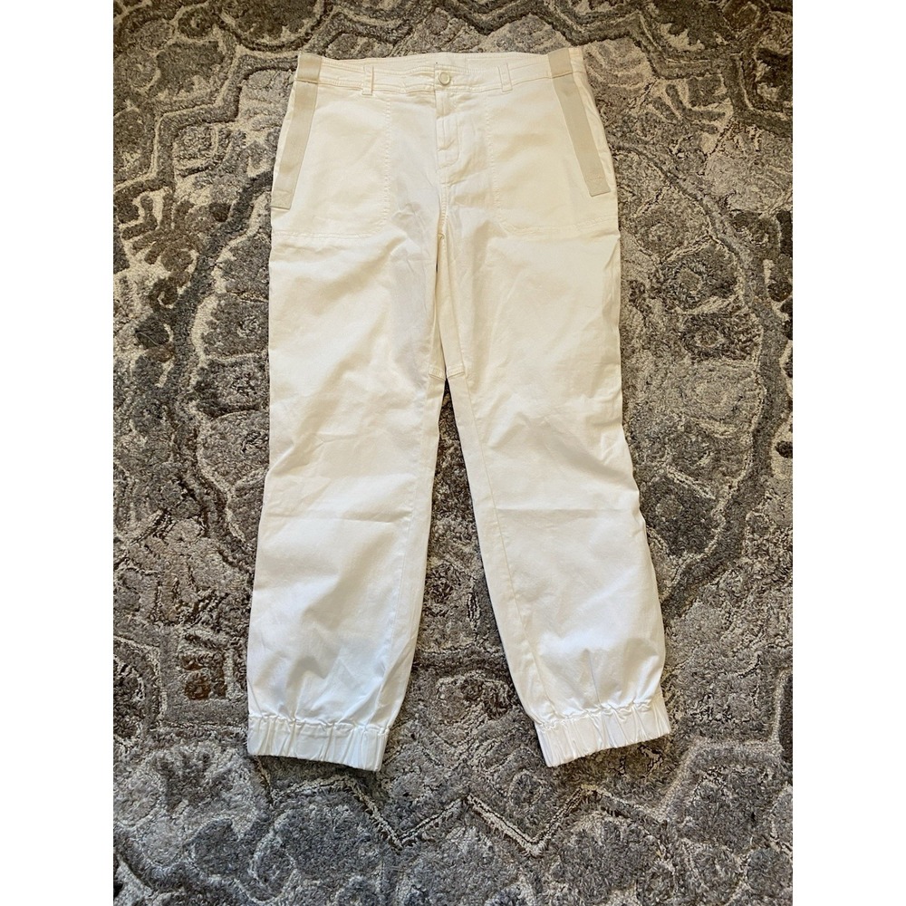 Anthropologie Cargo Pants Womens 8 Ivory White Cream Jogger Casual Collegiate